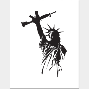 Pro Second Amendment 2A Lady Liberty With Raised Firearm Posters and Art